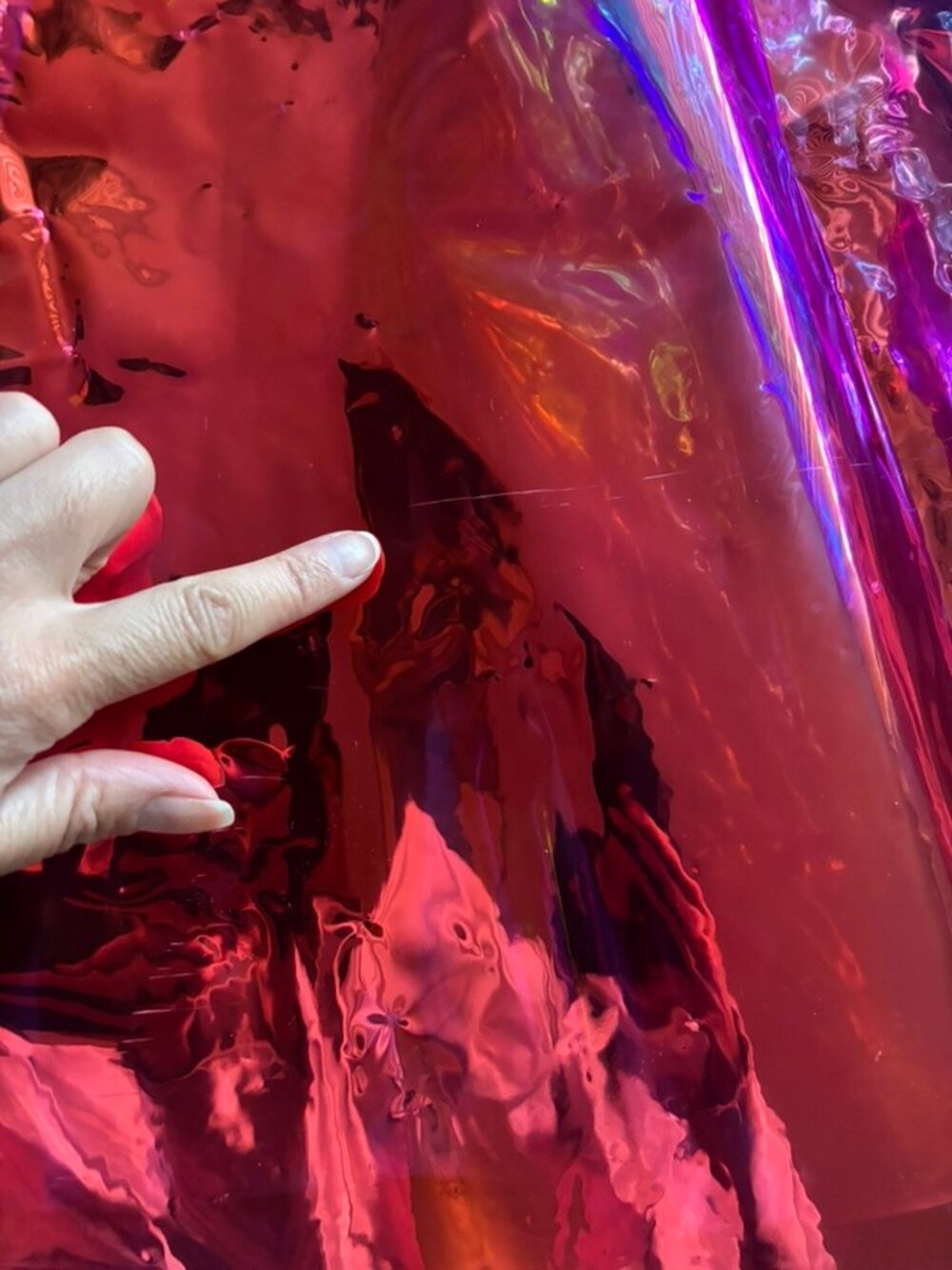 Dolls Kill Club Exx Suke Pink Translucent Holographic Apron Pinafore Dress L - Picture 12 of 14